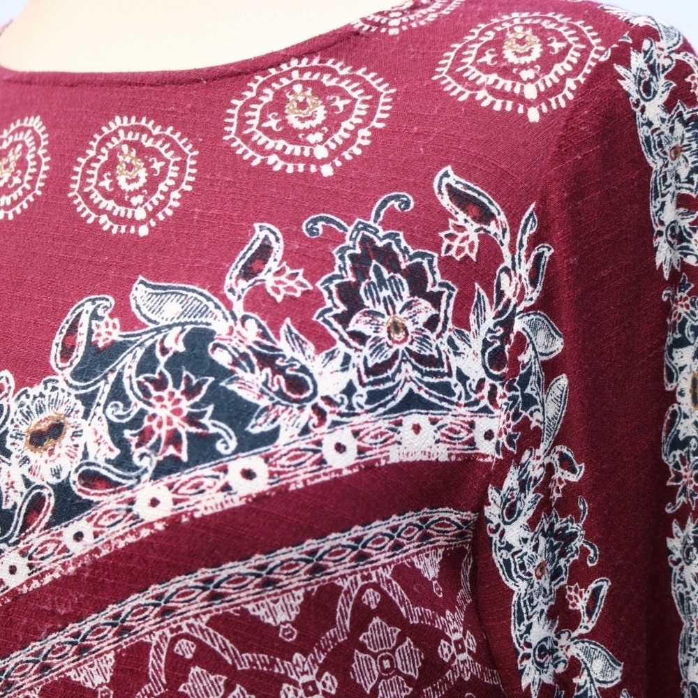 FREE PEOPLE Smooth Talker Tunic, Mini Boho Dress in Maroon, XS - Picture 2 of 8